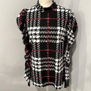 Black Red and White Blouse
